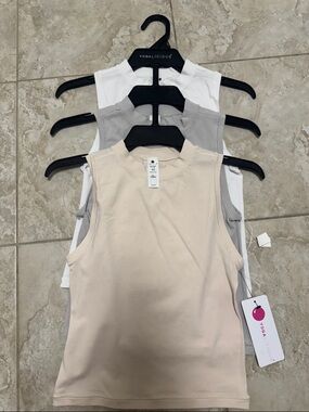 Yogalicious Women’s Sleeveless Tank Tops - Cream, Gray, White (3-Pack)